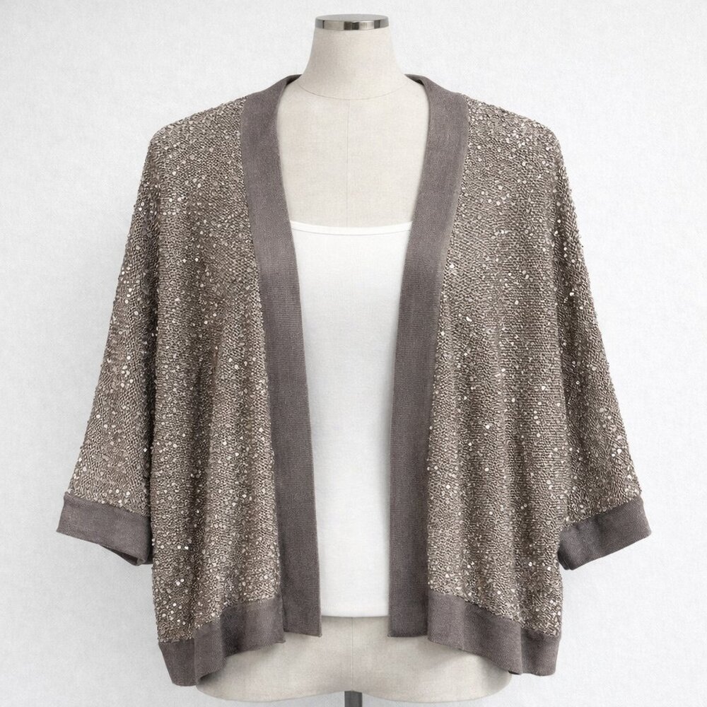 Taupe sequin cardigan size L ✨ INC Concepts